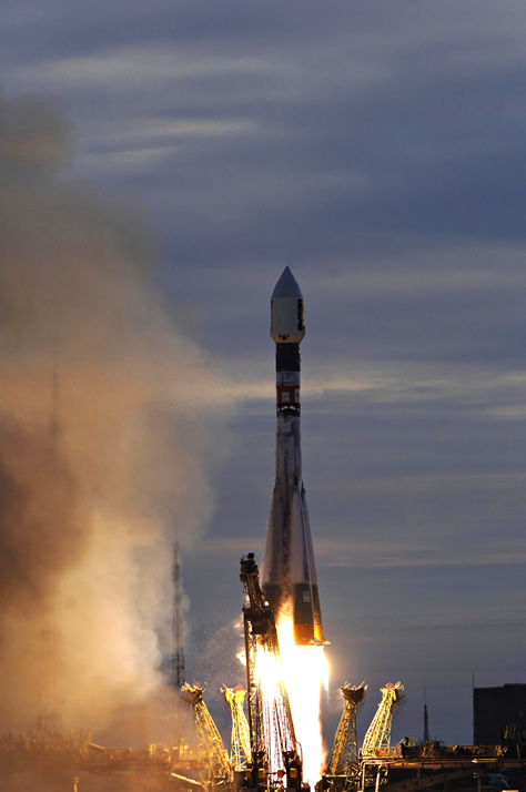 Un cohete Soyuz FG-Fregat despega el 9 de noviembre de 2005 desde el cosmódromo de Baikonur, Kazajistán, con la sonda Venus Express, la primera misión europea a Venus. Créditos: ESA.